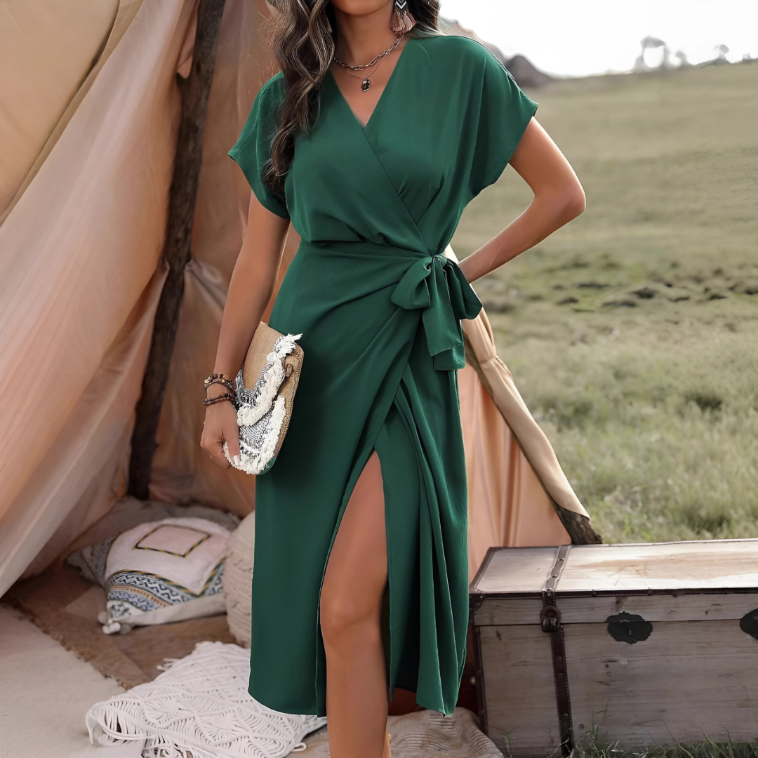 LAMOURA | Frisse Zomerjurk Met V-Hals