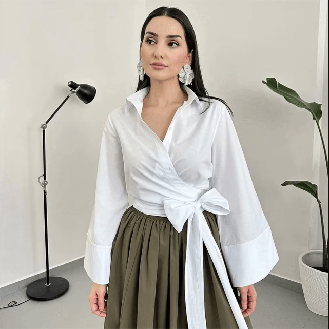 Charissa Kimonobluse mit breitem Schleifengürtel