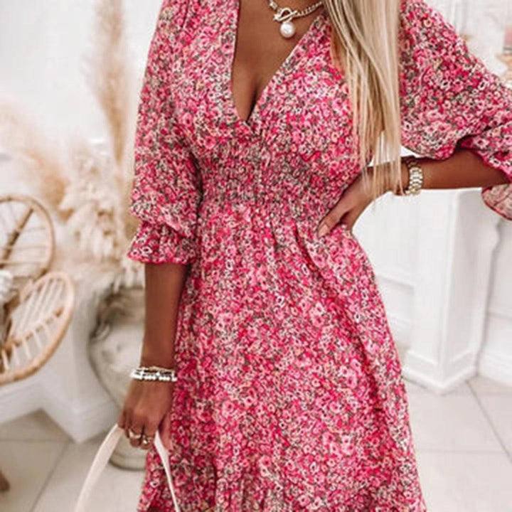 Lamoura | Midi Jurk Met Bloemenprint