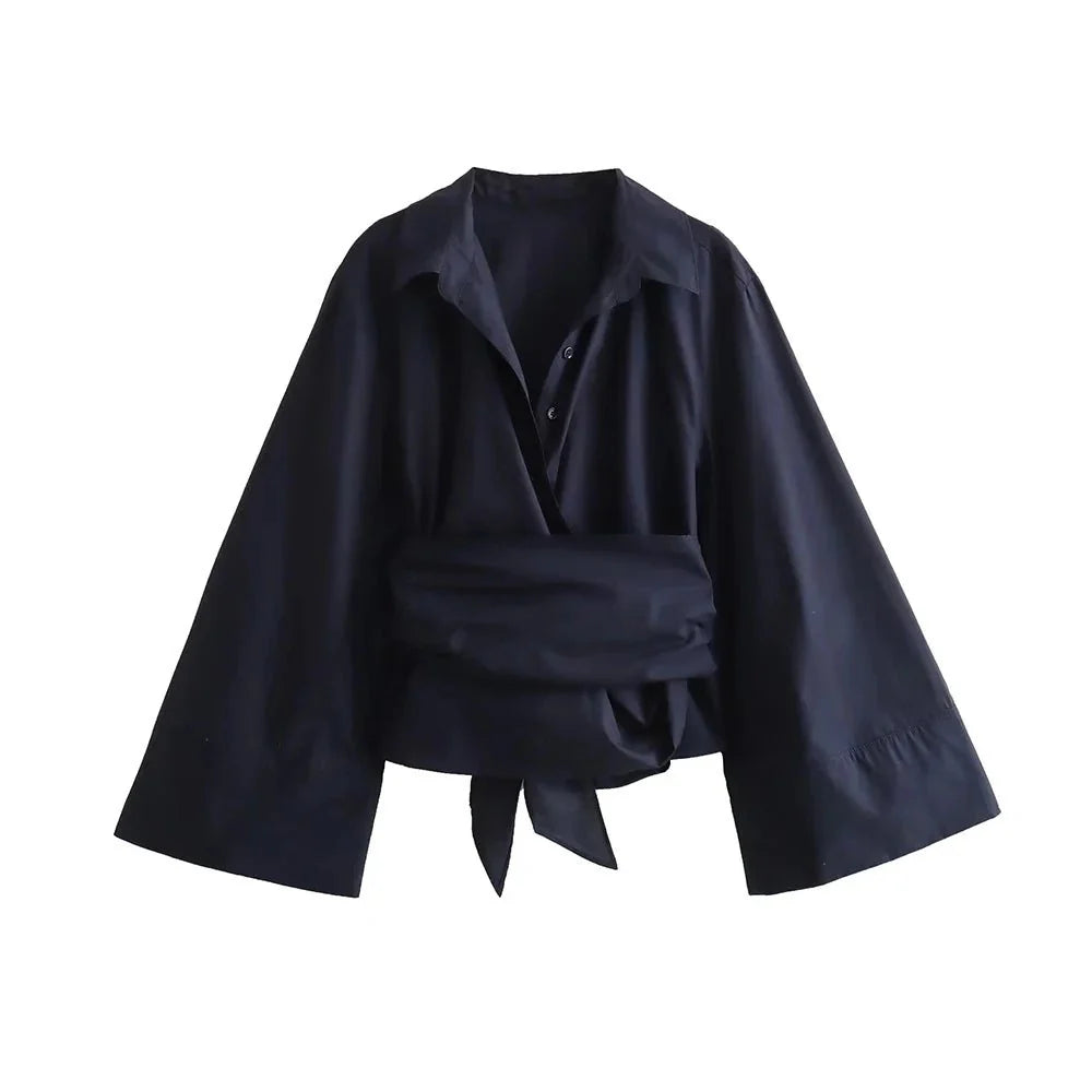 Charissa Kimonobluse mit breitem Schleifengürtel