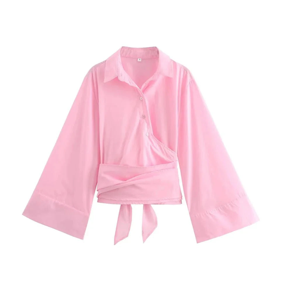 Charissa Kimonobluse mit breitem Schleifengürtel