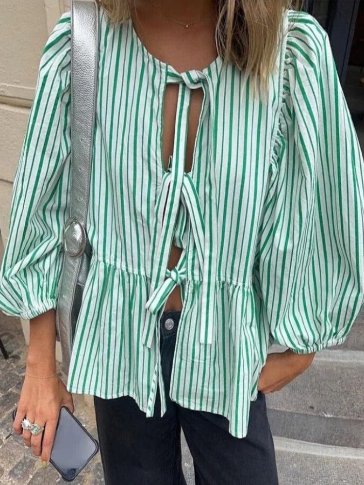 Jemima Puffärmel-Bluse mit Krawatten-Verschluss