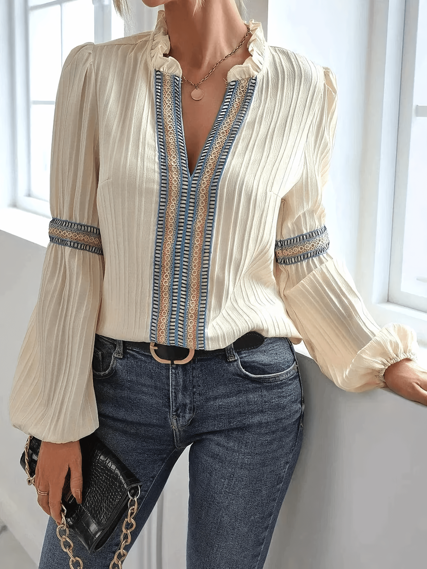 Johanna Langarm-Faltenbluse